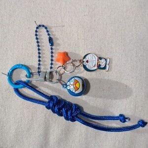 Doraemon Keychain with Star Charm - Handmade Anime Manga Charm *Customizable*